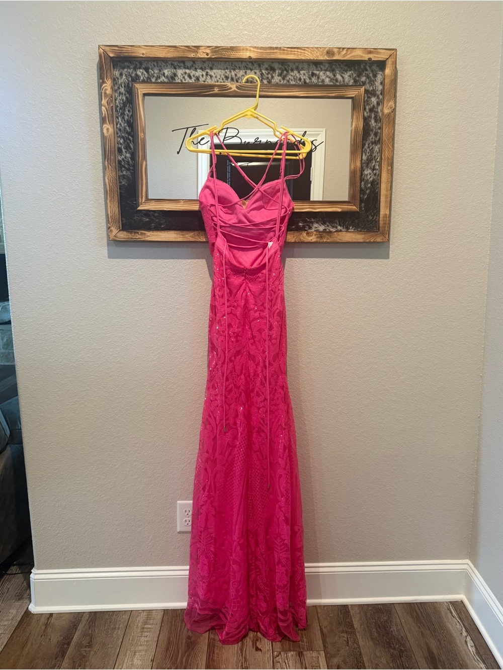 Elegant Hot Pink Sequin Evening Gown/ prom dress